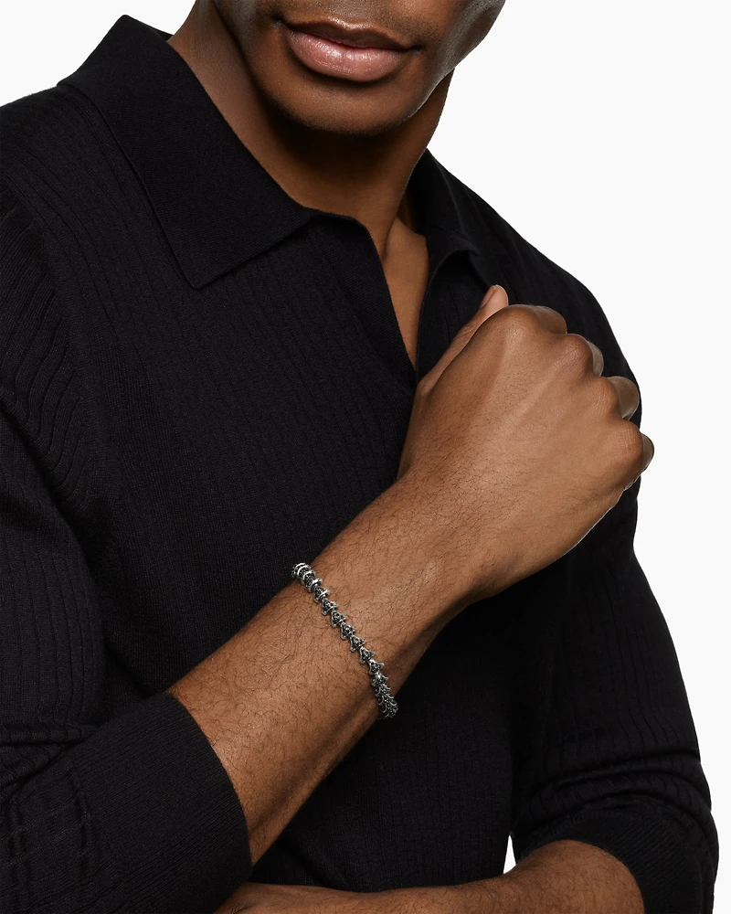 Armory® Link Bracelet Sterling Silver with Black Diamonds, 7.5mm