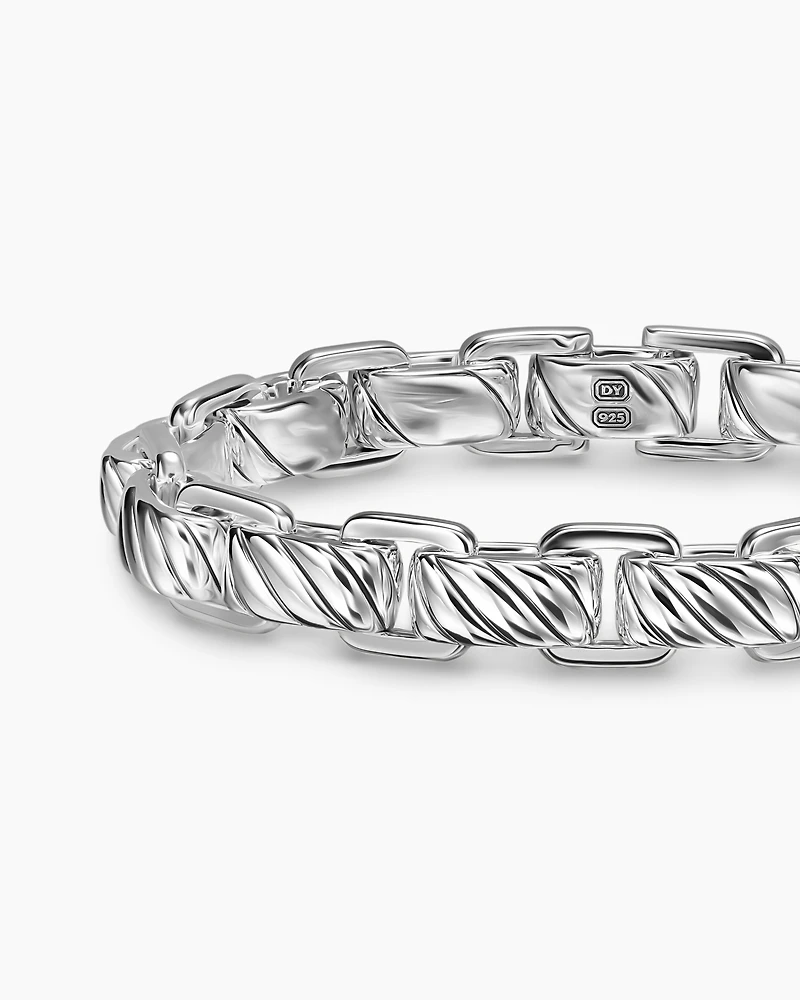 Sculpted Cable Link Bracelet Sterling Silver, 12mm