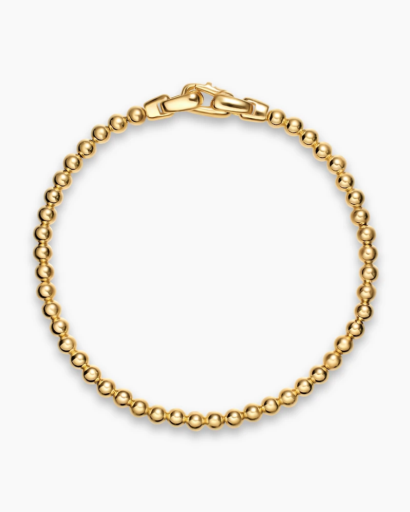 Spiritual Beads Metal Bead Bracelet 18K Yellow Gold, 4mm
