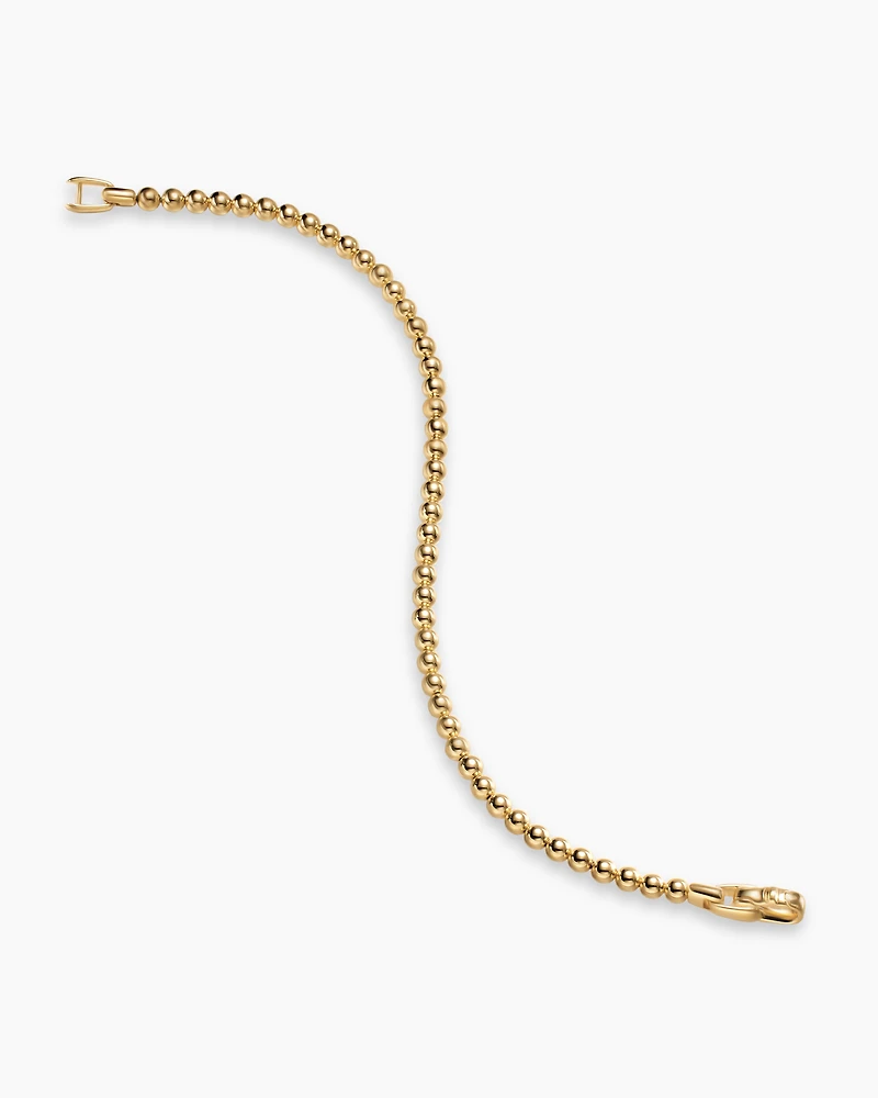Spiritual Beads Metal Bead Bracelet 18K Yellow Gold, 4mm