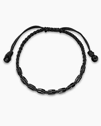 Faceted Woven Bracelet Black Titanium with Nylon and Onyx, 8mm