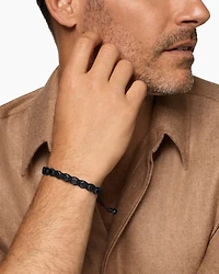Faceted Woven Bracelet Black Titanium with Nylon and Onyx, 8mm