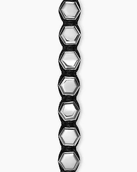Faceted Woven Bracelet Sterling Silver with Black Nylon and Onyx, 8mm