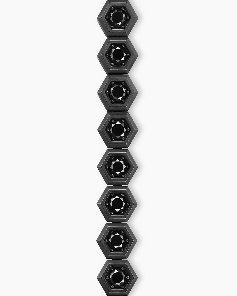 Hex Pavé Tennis Bracelet Black Titanium with Diamonds, 8mm