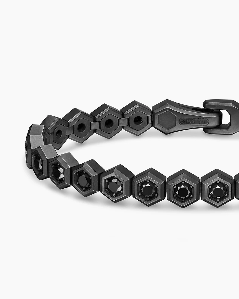 Hex Pavé Tennis Bracelet Black Titanium with Diamonds, 8mm