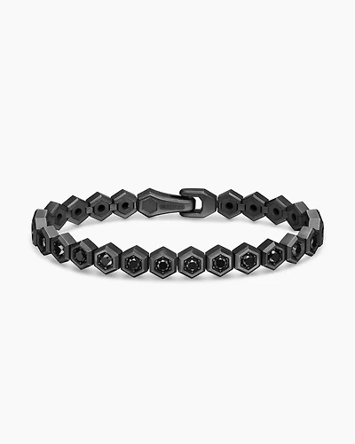 Hex Pavé Tennis Bracelet Black Titanium with Diamonds, 8mm