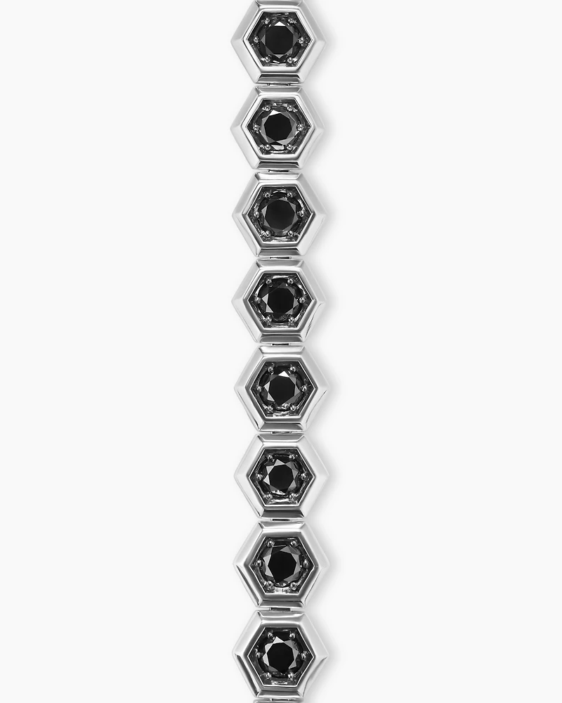 Hex Pavé Tennis Bracelet Sterling Silver with Black Diamonds, 8mm