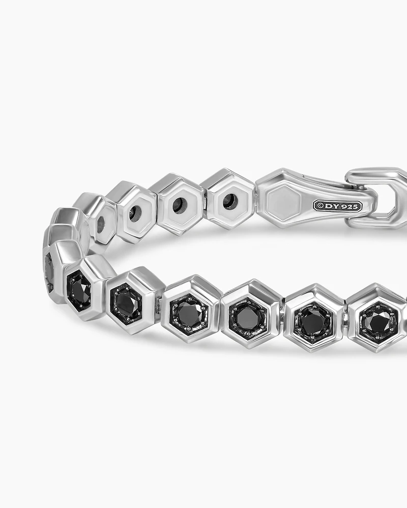 Hex Pavé Tennis Bracelet Sterling Silver with Black Diamonds, 8mm