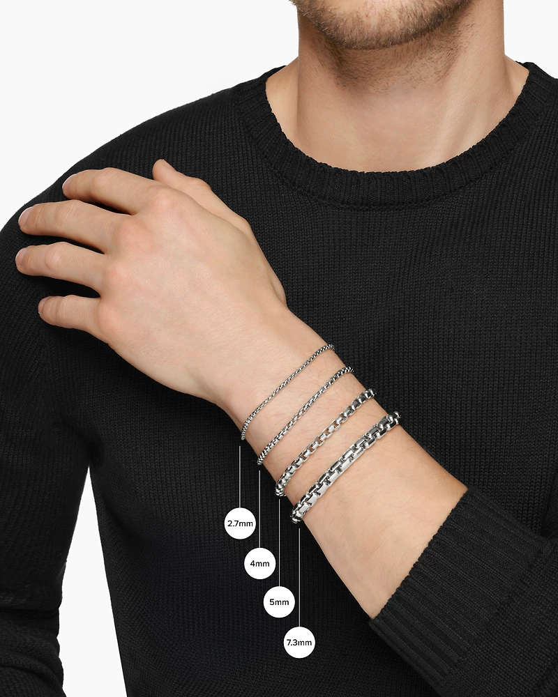 Box Chain Bracelet Sterling Silver