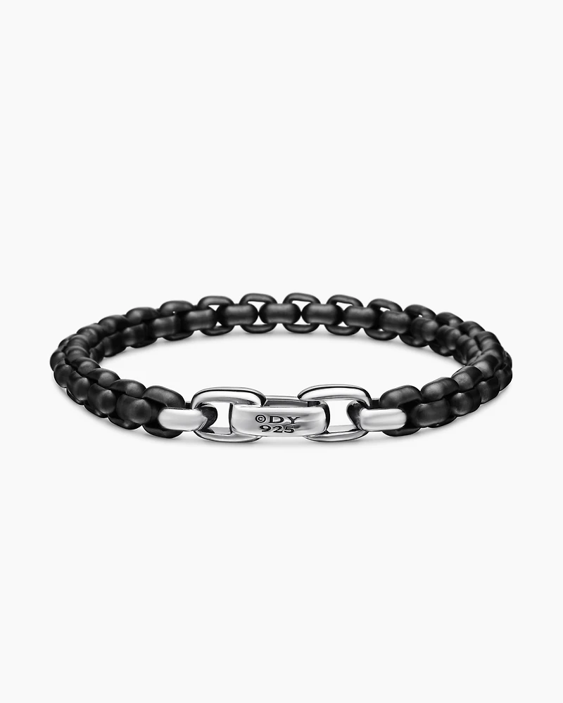 Box Chain Bracelet with Stainless Steel and Sterling Silver