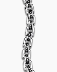 Box Chain Bracelet Sterling Silver with Black Diamonds, 7.3mm