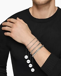 Box Chain Bracelet Sterling Silver with Black Diamonds, 7.3mm
