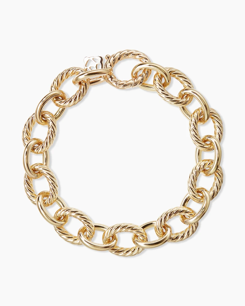 Oval Link Chain Bracelet in 18K Yellow Gold, 12mm