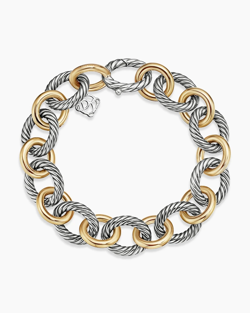 Oval Link Chain Bracelet with 18K Yellow Gold