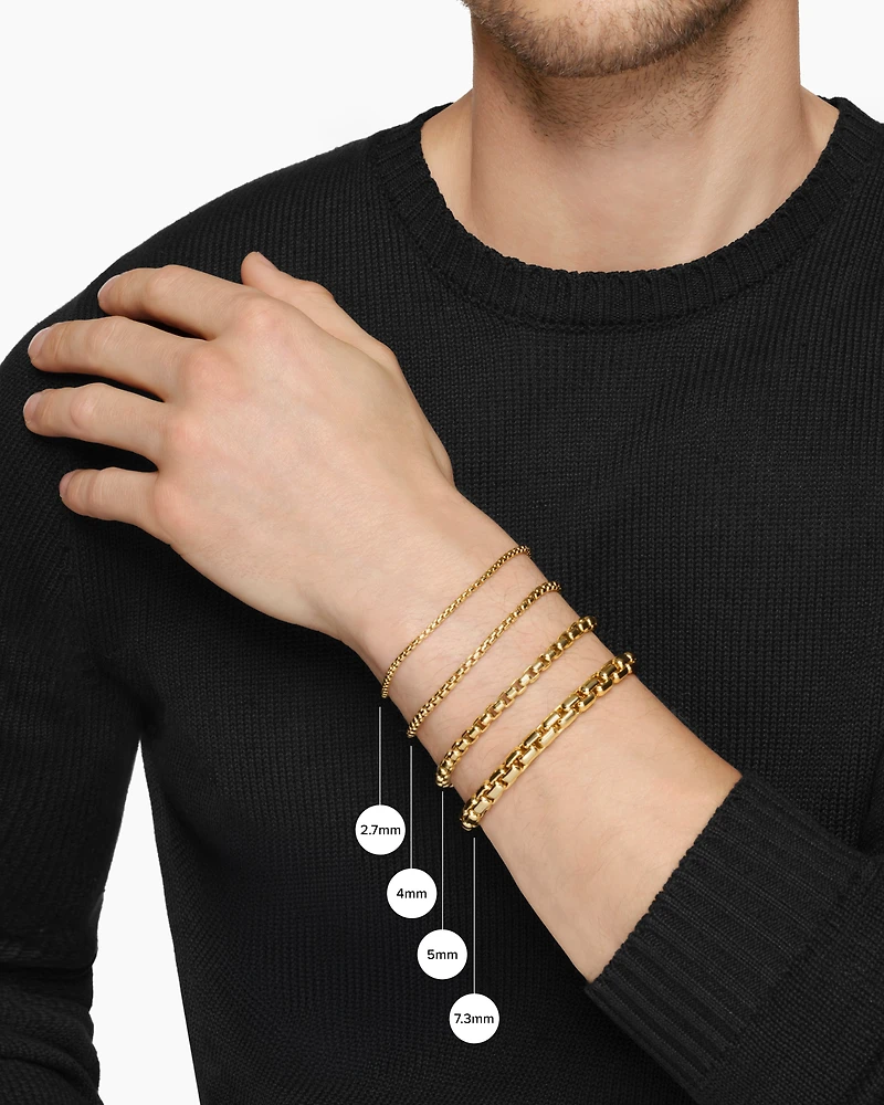 Box Chain Bracelet 18K Yellow Gold