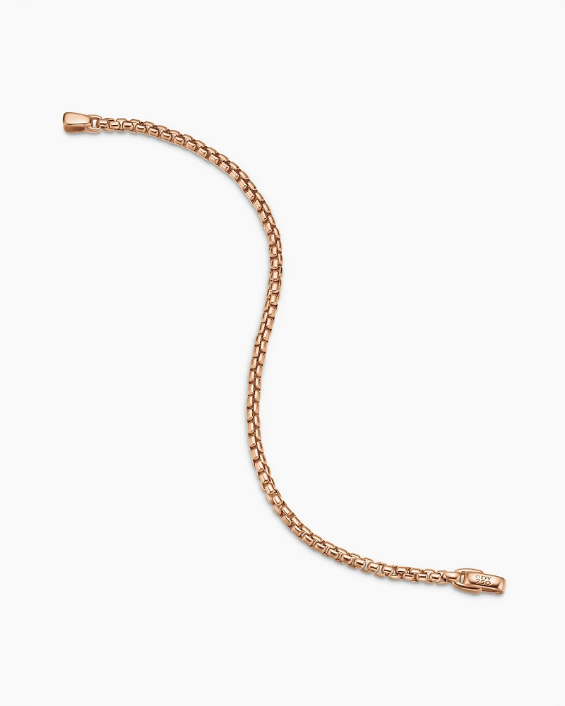 Box Chain Bracelet in 18K Rose Gold, 3.4mm