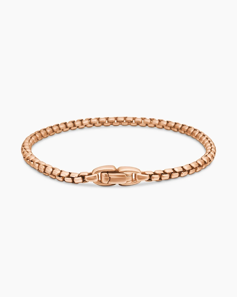 Box Chain Bracelet in 18K Rose Gold, 3.4mm