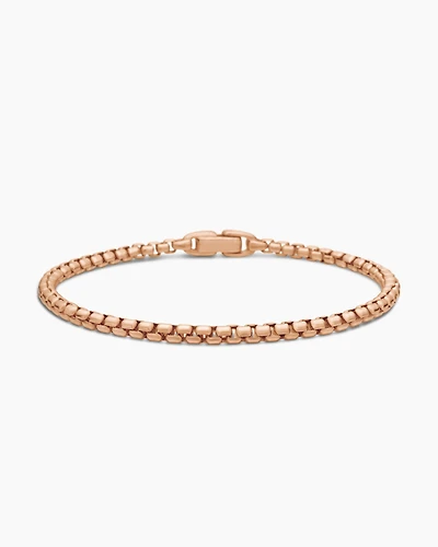 Box Chain Bracelet in 18K Rose Gold, 3.4mm