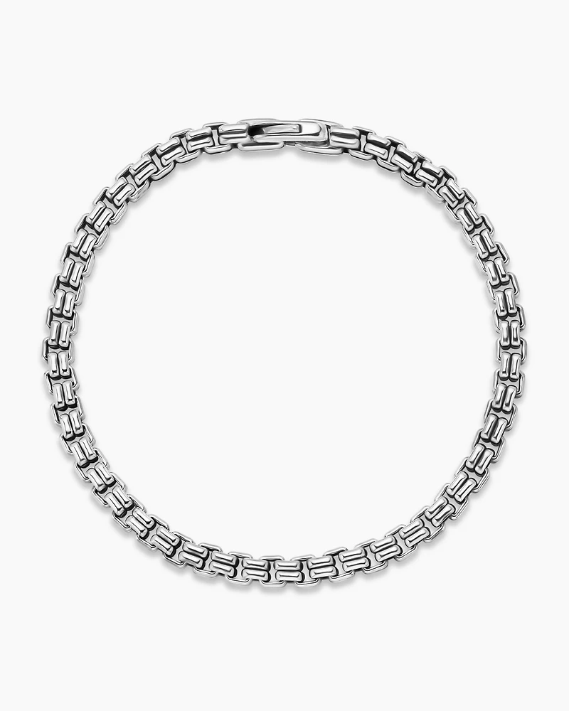 Double Box Chain Bracelet Sterling Silver, 4mm