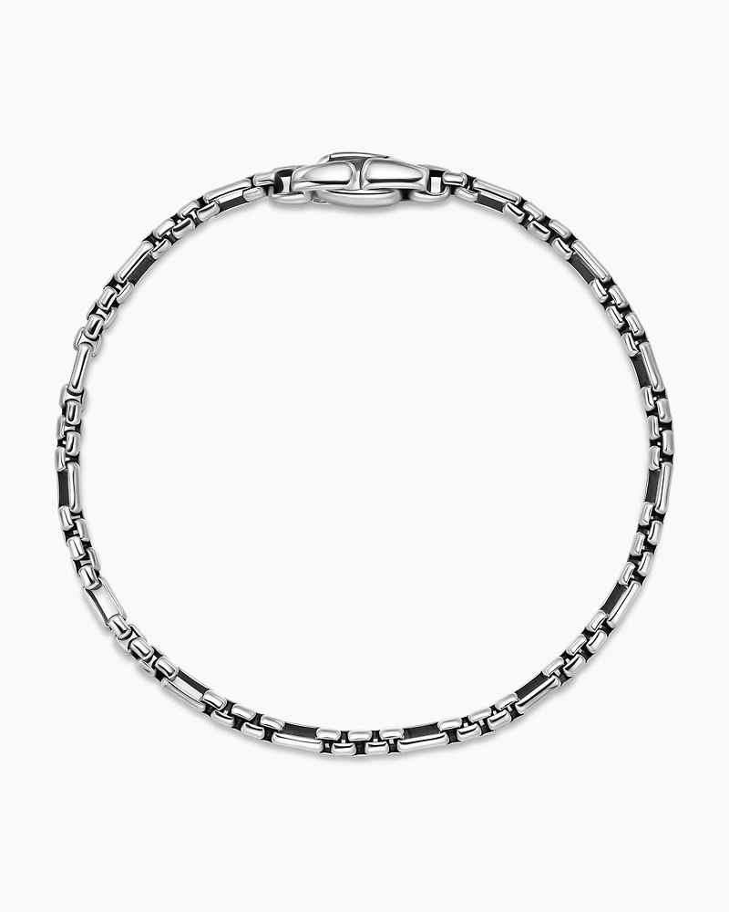 Open Station Box Chain Bracelet Sterling Silver, 3mm
