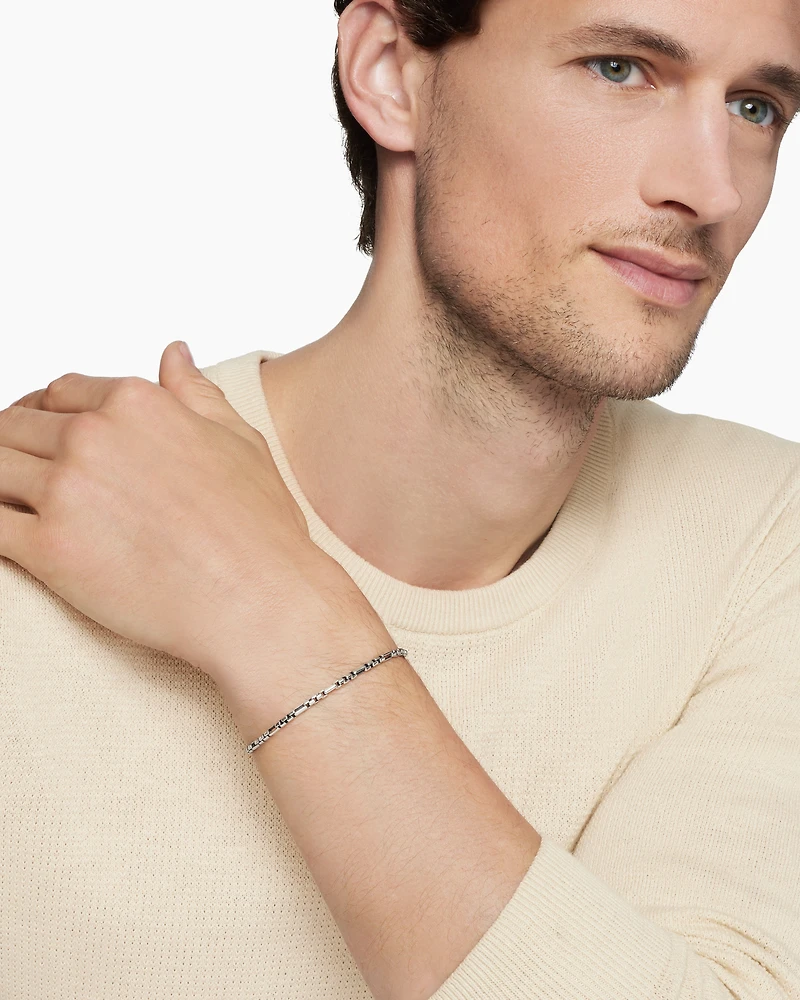 Open Station Box Chain Bracelet Sterling Silver, 3mm