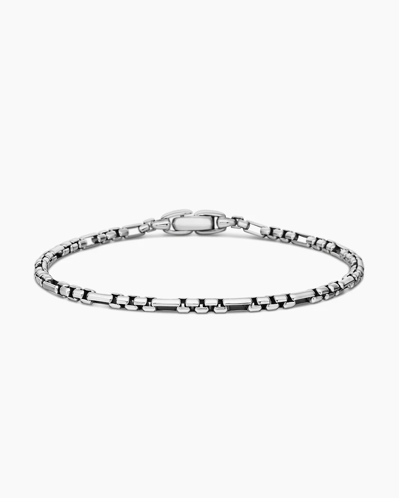 Open Station Box Chain Bracelet Sterling Silver, 3mm
