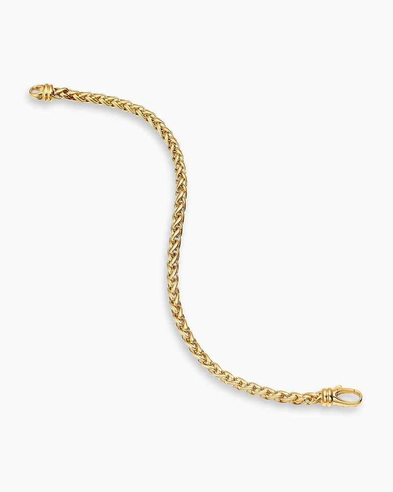 Wheat Chain Bracelet 18K Yellow Gold, 4mm