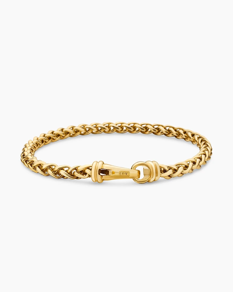 Wheat Chain Bracelet 18K Yellow Gold, 4mm