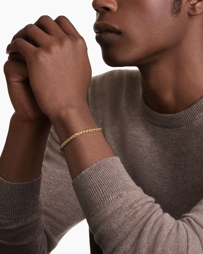 Wheat Chain Bracelet 18K Yellow Gold, 4mm