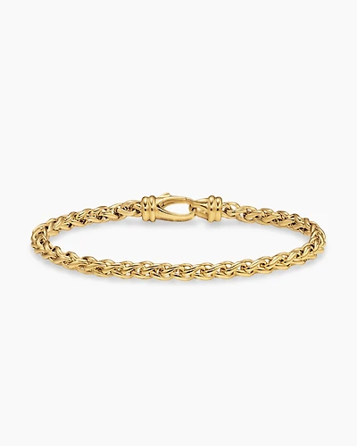 Wheat Chain Bracelet 18K Yellow Gold, 4mm
