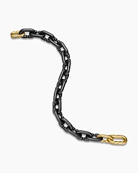 Chain Links Bracelet Black Titanium with 18K Yellow Gold, 10mm