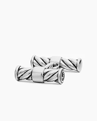 Cable Elongated Cufflinks in Sterling Silver, 22mm