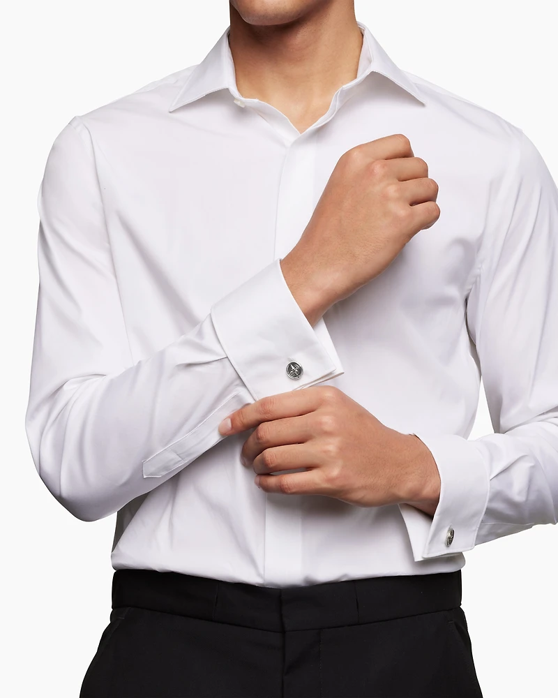 Maritime® Compass Cufflinks in Sterling Silver with Centre Black Diamond, 16mm