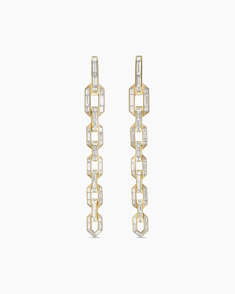 Stax Chain Earrings in Yellow Gold with Diamonds