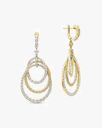 Floating Diamonds Drop Earrings in Yellow Gold