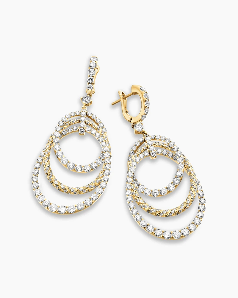 Floating Diamonds Drop Earrings in Yellow Gold