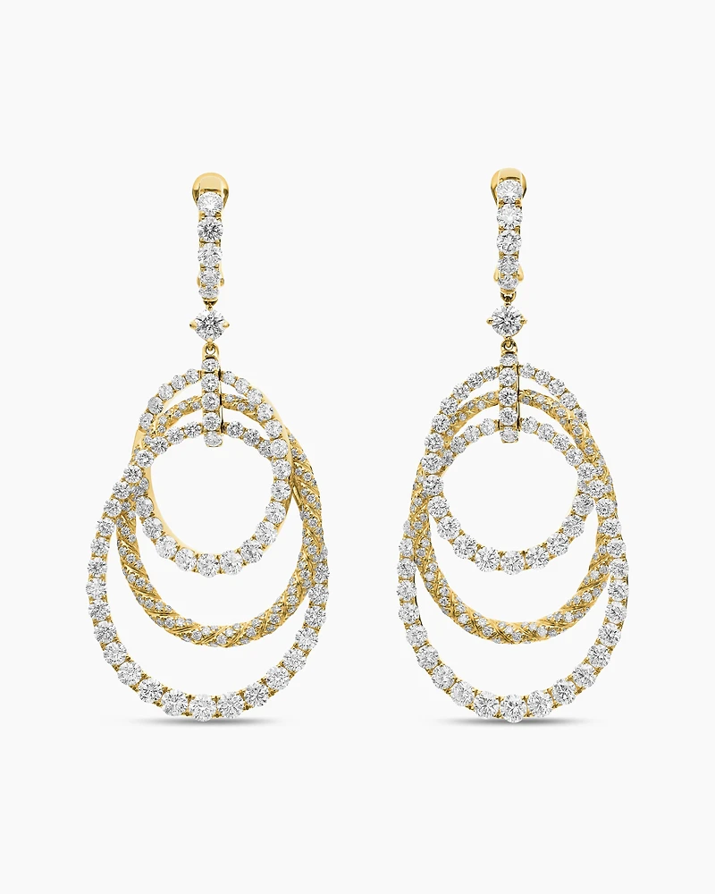 Floating Diamonds Drop Earrings in Yellow Gold