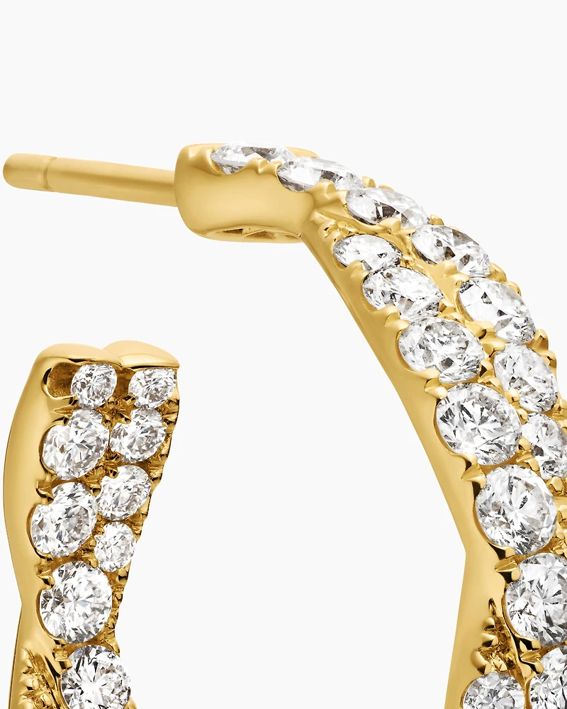 Floating Diamonds Invisible Set Hoop Earrings in Yellow Gold