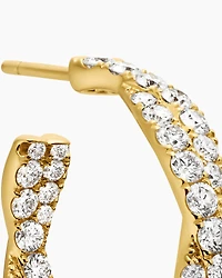 Floating Diamonds Invisible Set Hoop Earrings in Yellow Gold