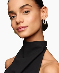 Floating Diamonds Invisible Set Hoop Earrings in Yellow Gold