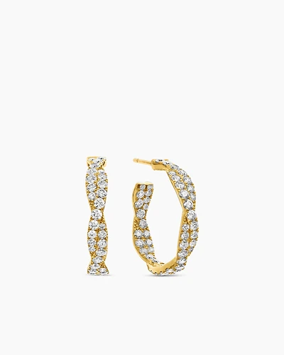 Floating Diamonds Invisible Set Hoop Earrings in Yellow Gold