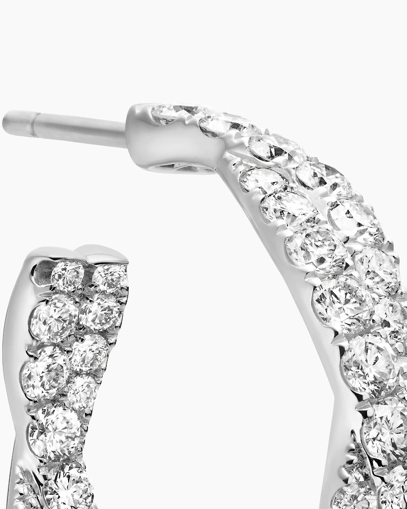 Floating Diamonds Invisible Set Hoop Earrings in Gold