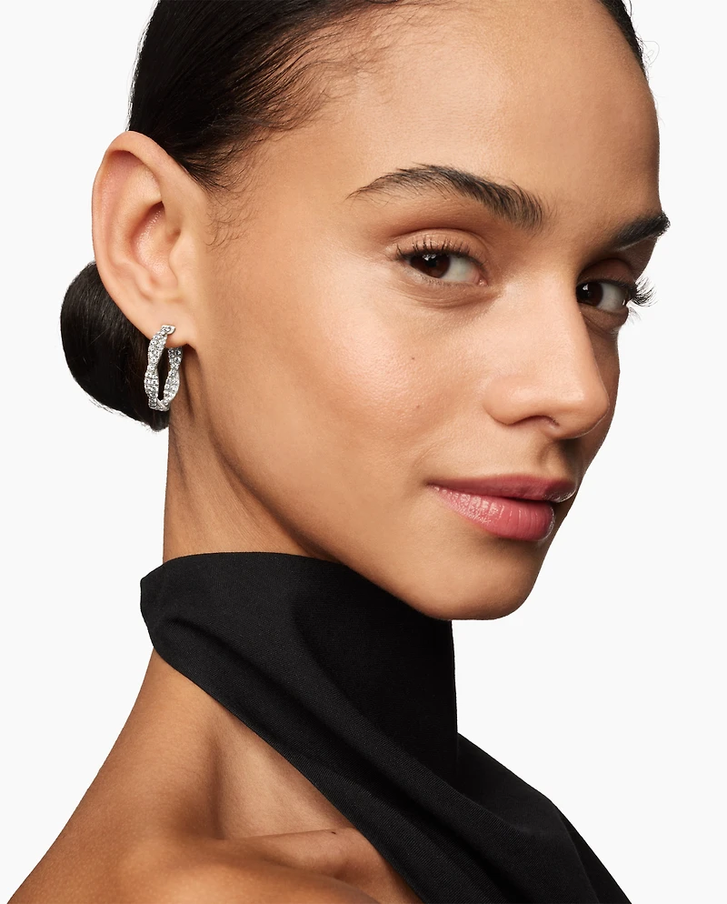Floating Diamonds Invisible Set Hoop Earrings in Gold