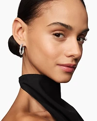 Floating Diamonds Invisible Set Hoop Earrings in Gold