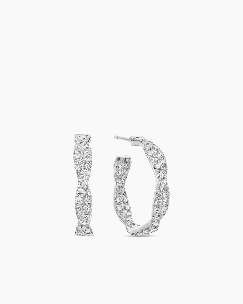 Floating Diamonds Invisible Set Hoop Earrings in Gold