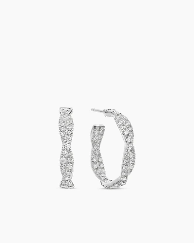Floating Diamonds Invisible Set Hoop Earrings in Gold