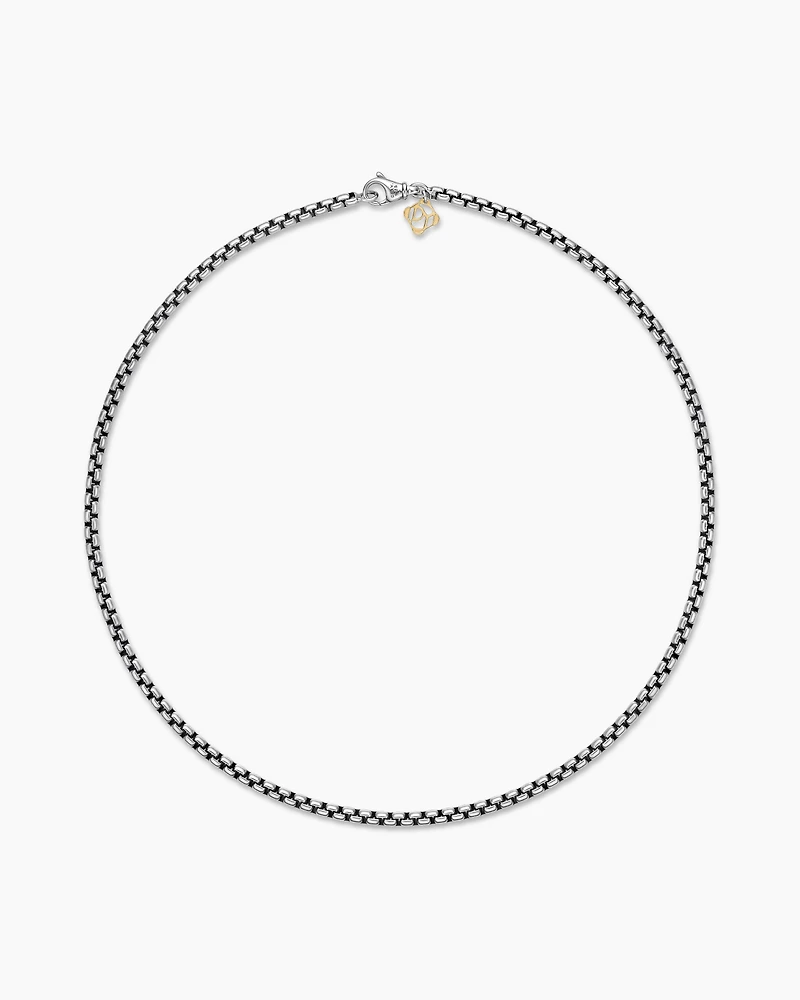 Box Chain Necklace Sterling Silver with 14K Yellow Gold Accent