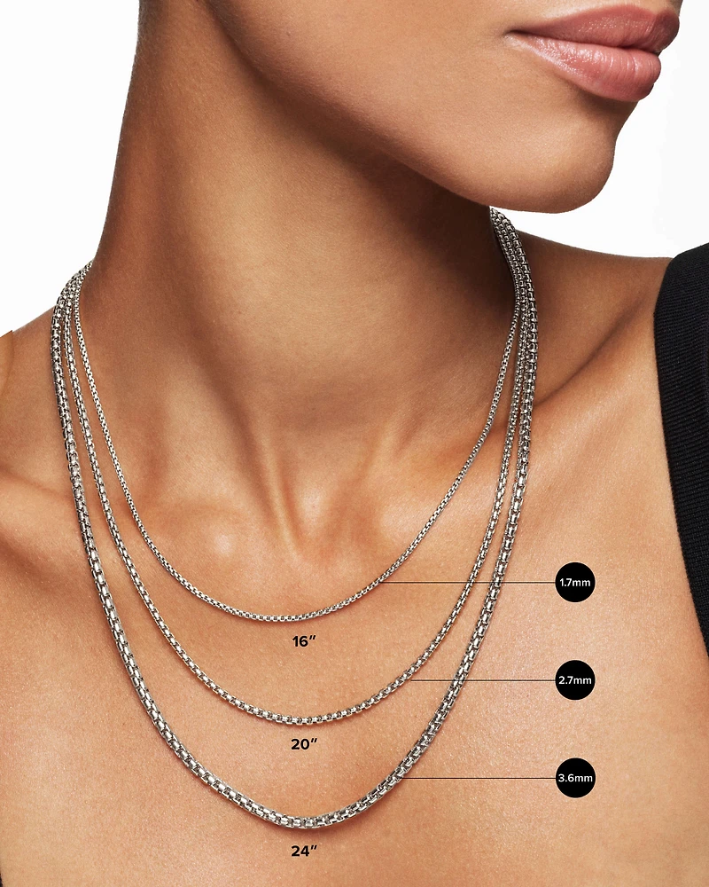 Box Chain Necklace Sterling Silver with 14K Yellow Gold Accent
