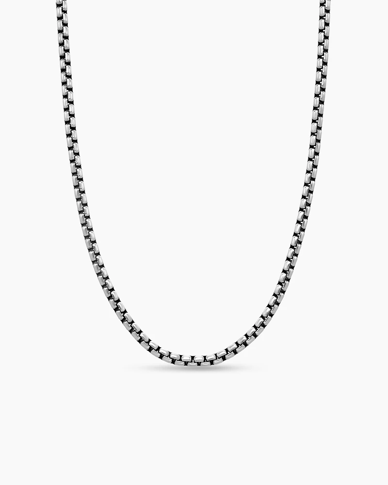 Box Chain Necklace Sterling Silver with 14K Yellow Gold Accent
