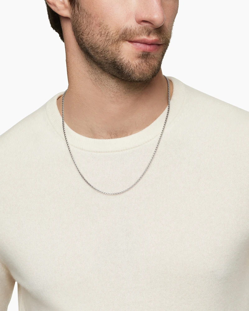 Box Chain Necklace 18K White Gold